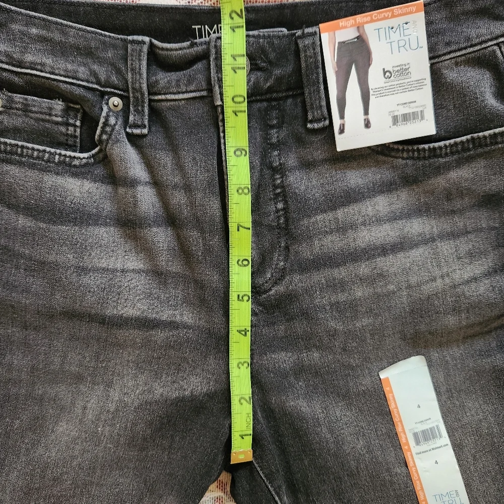 🔥Time&True High Rise Curvy Skinny Womens Charcoal Denim Jeans Size 4/28 - Picture 8 of 9